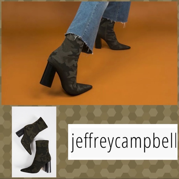 Jeffrey Campbell Shoes - JEFFREY CAMPBELL Camo ‘Siren’ Knit Heel Bootie